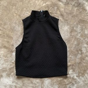 Ribbed Mock Neck Crop Top